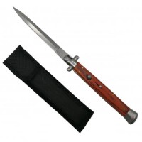 Set doua bricege automat stiletto, Italian Blade, otel inoxidabil, husa inclusa, argintiu si maro, 3