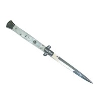 Set doua bricege automat stiletto, Italian Blade, otel inoxidabil, husa inclusa, argintiu si albastr