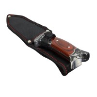 Cutit de vanatoare, design gravat, maner lemn, 28 cm, maro