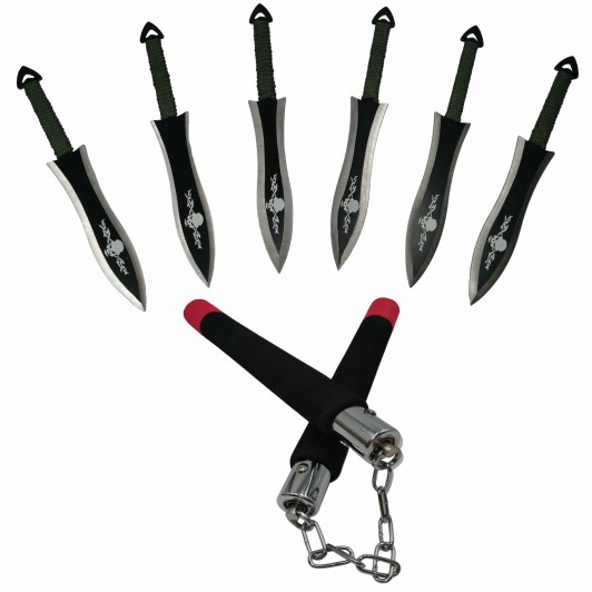 Set antrenament, nunceag si cutite de aruncat, multicolor Set antrenament, nunceag si cutite de aruncat, multicolor