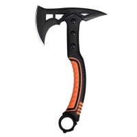 Topor multifunctional tactic pentru camping si outdoor, lama otel carbon, maner cauciucat, 33.5 cm