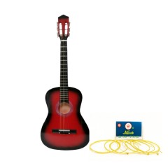 Chitara clasica din lemn 4/4, set de corzi aurii inclus,  95 cm, Clasic, rosu