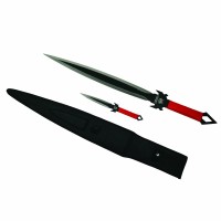 Set de vanatoare, Sabie Red Ronin si set trei cutite de aruncat, otel inoxidabil, negru