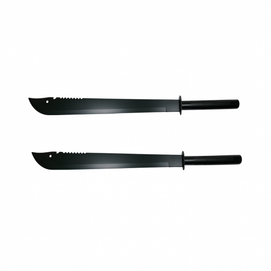 Set doua sabii vanatoare, Ninja Blade, maner metal, 50 cm, negru, teaca inclusa