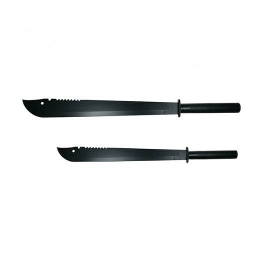 Set doua sabii vanatoare, Ninja Blade, maner metal, 83 cm/50 cm, negru, teaca inclusa