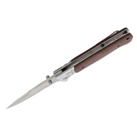 Cutit de vanatoare pliabil, maner lemn, 28 cm, maro