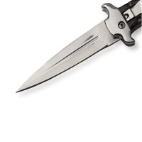 Cutit automat cu arc, otel inoxidabil, 21 cm, negru Cutit automat cu arc, otel inoxidabil, 21 cm, negru