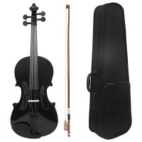 Vioară clasică din lemn pentru copii 1/8, 43 cm, finisaj lucios negru