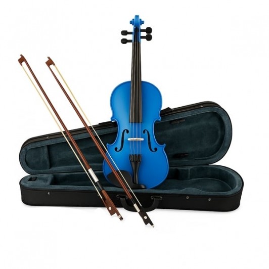Set vioara clasica si arcus 1/8 suplimentar, marime 4/4, lemn, albastra, toc din material Set vioara clasica si arcus 1/8 suplimentar, marime 4/4, lemn, albastra, toc din material