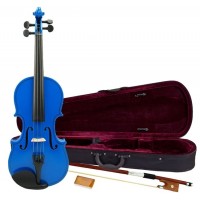 Set vioara clasica si arcus 1/8 suplimentar, marime 4/4, lemn, albastra, toc din material