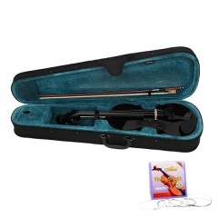 Set vioară clasică din lemn pentru copii 1/8 si set corzi, 43 cm, finisaj lucios negru Set vioară clasică din lemn pentru copii 1/8 si set corzi, 43 cm, finisaj lucios negru