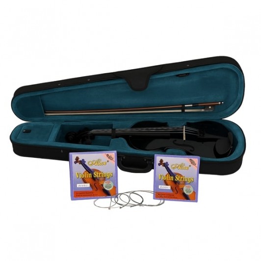 Set vioară clasică din lemn pentru copii 1/8 si doua seturi corzi, 43 cm, finisaj lucios neg Set vioară clasică din lemn pentru copii 1/8 si doua seturi corzi, 43 cm, finisaj lucios neg