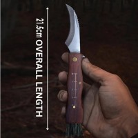 Briceag pentru ciuperci, otel inoxidabil, cu perie, maner din lemn, 21 cm, maro Briceag pentru ciuperci, otel inoxidabil, cu perie, maner din lemn, 21 cm, maro