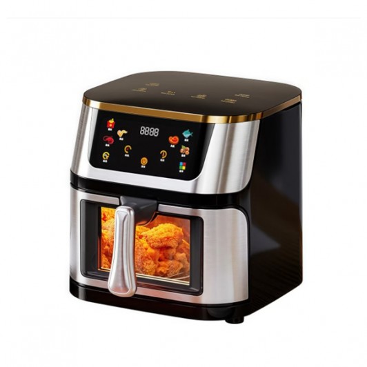 Friteuză cu aer cald Air Fryer, 10L, 1400W, DEPOX®, ecran tactil LCD, geam vizual, temperatură regla
