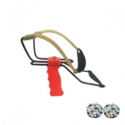 Set prastie profesionala cu suport si 100 bile sticla, DEPOX®, 20 cm, portocaliu Set prastie profesionala cu suport si 100 bile sticla, DEPOX®, 20 cm, portocaliu