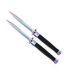 Set doua bricege tip Stiletto, multicolor, deschidere manuala, lungime 33 cm, lama metalica Set doua bricege tip Stiletto, multicolor, deschidere manuala, lungime 33 cm, lama metalica