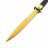 Briceag tip Stiletto, deschidere manuala, lungime 33 cm, lama metalica, auriu Briceag tip Stiletto, deschidere manuala, lungime 33 cm, lama metalica, auriu