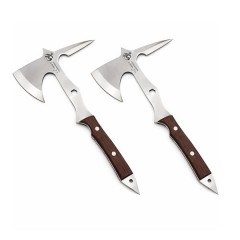 Set doua topoare multifunctionale din otel cu maner ergonomic si spargator geam, 53 cm, maro