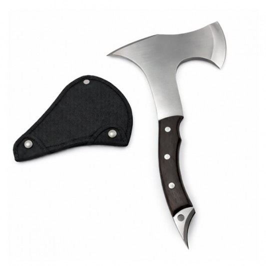 Topor multifunctional din otel cu maner ergonomic si spargator geam, 31 cm, maro