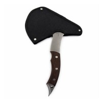Topor multifunctional din otel cu maner ergonomic si spargator geam, 31 cm, maro Topor multifunctional din otel cu maner ergonomic si spargator geam, 31 cm, maro
