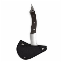 Topor multifunctional din otel cu maner ergonomic si spargator geam, 31 cm, maro Topor multifunctional din otel cu maner ergonomic si spargator geam, 31 cm, maro
