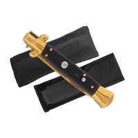 Cuțit pliabil cu arc, DEPOX®, finisaj auriu – design italian clasic, husă inclusă, 22 cm, auriu