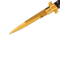 Cuțit pliabil cu arc,  finisaj auriu – design italian clasic, husă inclusă, 22 cm, auriu