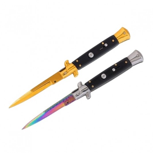 Set doua bricege cu arc, DEPOX®, design italian clasic, husă inclusă, 22 cm, auriu/multicolor