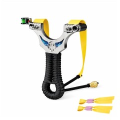 Praștie de precizie metalica cu laser si vizor, DEPOX®, 2 elastice de rezervă, 12  cm, negru