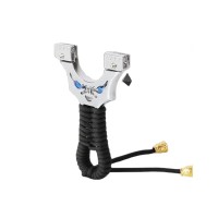 Praștie de precizie metalica cu laser si vizor, DEPOX®, 2 elastice de rezervă, 12  cm, negru