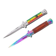 Set doua cutite pliabile cu arc, DEPOX®, oțel inoxidabil 420, deschidere automată, 22 cm