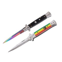 Set de doua cutite pliabile cu arc sicilian, DEPOX®, deschidere automată, 22 cm, multicolor