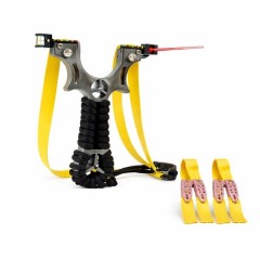 Praștie de precizie din rasina cu laser, DEPOX®, 2 elastice de rezervă, 11 cm, negru - Copie