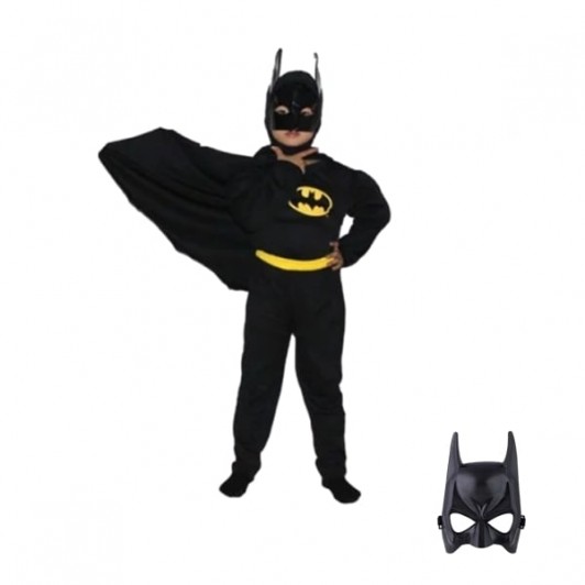 Costum Batman cu muschi si masca, carnaval, 3-5 ani, 100-110 cm