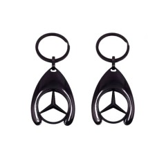 Set de doua brelocuri de chei DEPOX®, Mercedes, 7.5 cm, metal, negru Set de doua brelocuri de chei DEPOX®, Mercedes, 7.5 cm, metal, negru