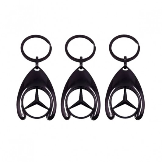 Set de trei brelocuri de chei DEPOX®, Mercedes, 7.5 cm, metal, negru