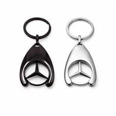 Set de doua brelocuri de chei DEPOX, Mercedes, 7.5 cm, metal, argintiu/negru Set de doua brelocuri de chei DEPOX, Mercedes, 7.5 cm, metal, argintiu/negru