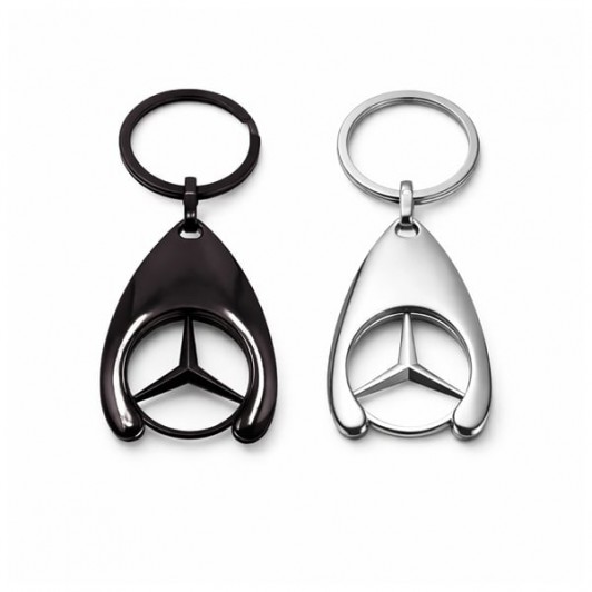 Set de doua brelocuri de chei DEPOX, Mercedes, 7.5 cm, metal, argintiu/negru Set de doua brelocuri de chei DEPOX, Mercedes, 7.5 cm, metal, argintiu/negru