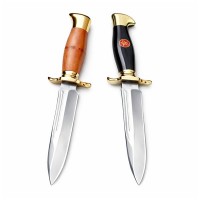 Set de doua cutite de vanatoare, teaca din piele naturala, lama 440C, maner acrilic full tang, 26 cm