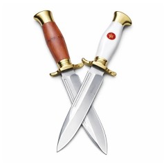 Set de doua cutite de vanatoare, teaca din piele naturala, lama 440C, maner acrilic full tang, 26 cm Set de doua cutite de vanatoare, teaca din piele naturala, lama 440C, maner acrilic full tang, 26 cm