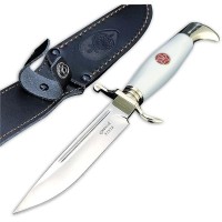 Set de doua cutite de vanatoare, teaca din piele naturala, lama 440C, maner acrilic full tang, 26 cm Set de doua cutite de vanatoare, teaca din piele naturala, lama 440C, maner acrilic full tang, 26 cm
