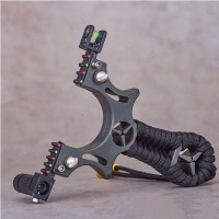 Praștie de precizie din rasina cu laser, 2 elastice de rezervă, 11 cm, negru