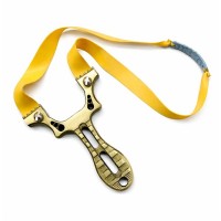 Praștie multifuncțională,  metal, 2 elastice de rezervă, verde, 11 cm