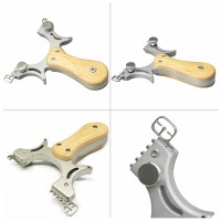 Prastie cu laser, metalica, 11.5 cm, cu boloboc, maner lemn, bej