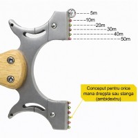 Prastie cu laser, metalica, 11.5 cm, cu boloboc, maner lemn, bej