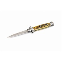 Briceag de vanatoare, otel inoxidabil, 22.5 cm, galben/maro, husa inclusa