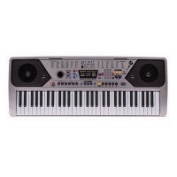 Orga electronica si stativ, intrare USB, mini-microfon, suport partitura inclus, argintiu Orga electronica si stativ, intrare USB, mini-microfon, suport partitura inclus, argintiu