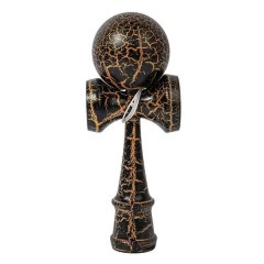 Kendama X Originala, Profesionala, DEPOX®, Cracked, Lemn, 18 cm, Negru/Auriu