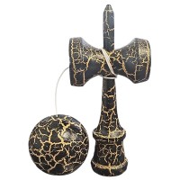 Kendama X Originala, Profesionala, Cracked, Lemn, 18 cm, Negru/Auriu