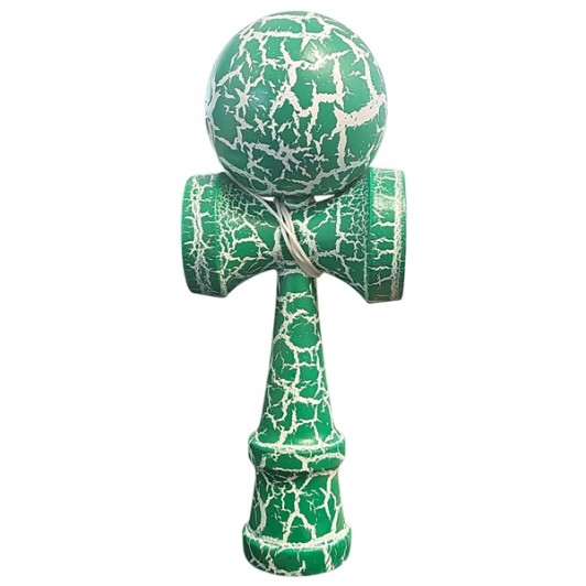 Kendama X Originala, Profesionala, DEPOX®, Cracked, Lemn, 18 cm, Verde/Alb